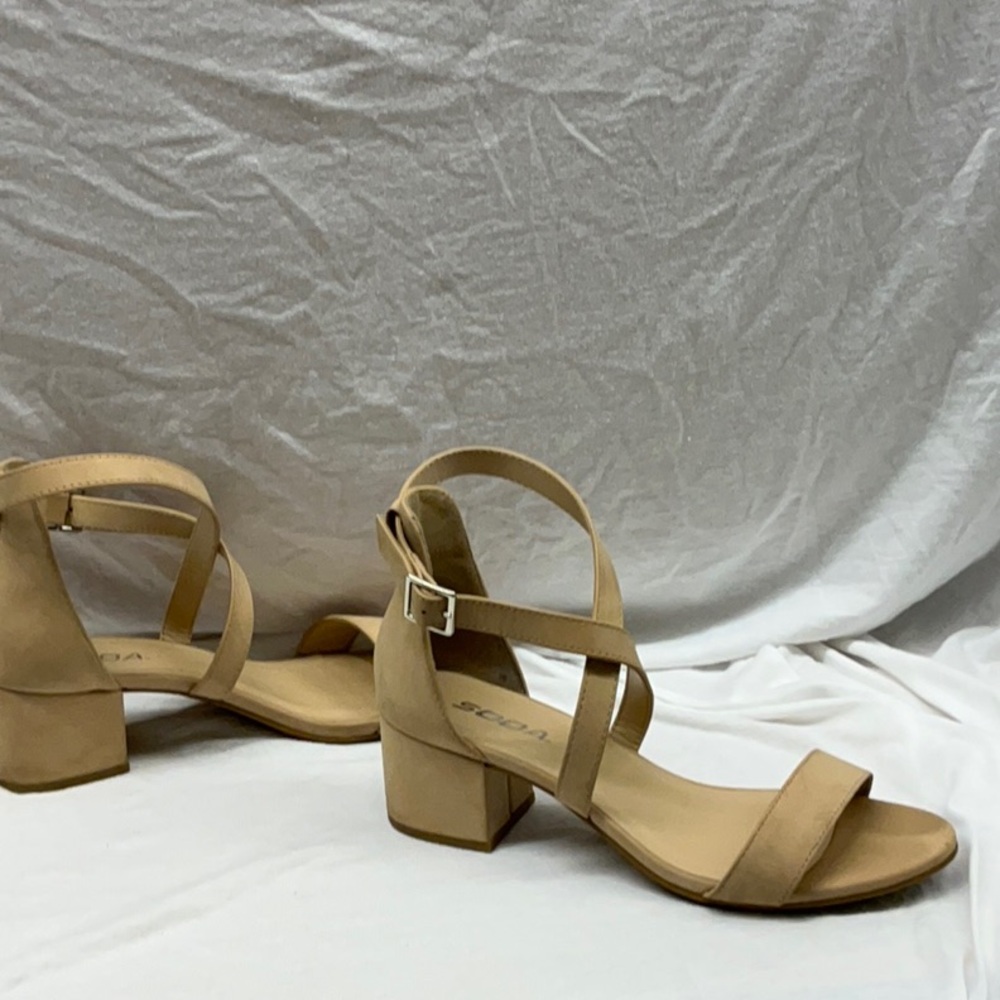 Soda Tan Heels Strappy Sandals